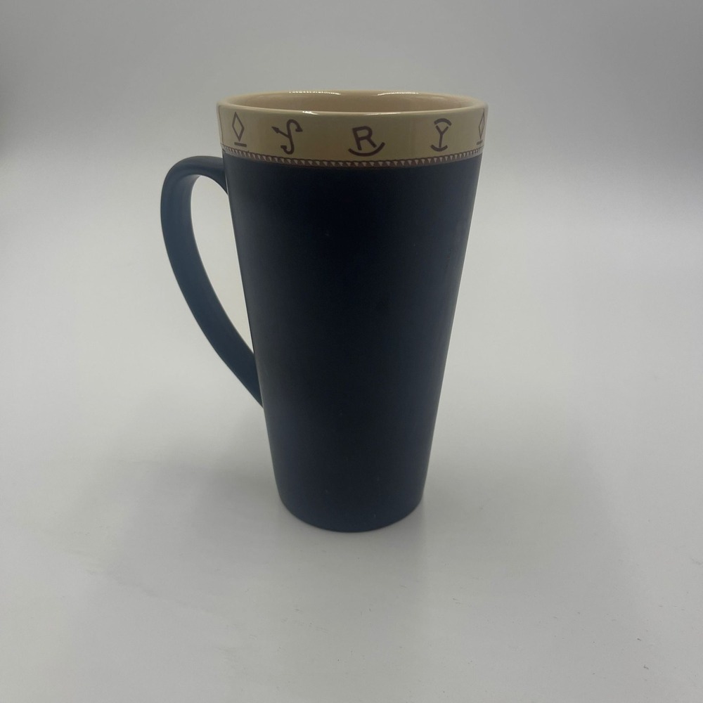 Western Moments Black Tall Latte Mug Cattle Brands‎ Design Coffee Cup